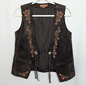 Pendleton Leather Embroidered Vest